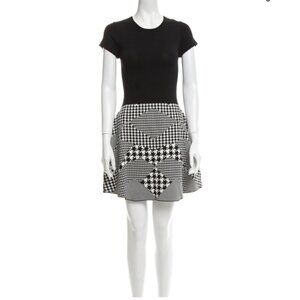 NWT Parker Houndstooth Knit Danny A-Line Dress Small Black & White Sweater Dress